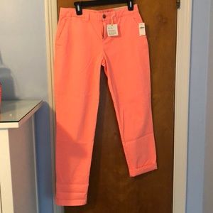 Gap Neon Pink Khakis Broken In Straight